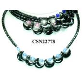 Assorted Opal Beads Hematite Chain Choker Fashion Women Necklace